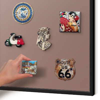 Metal wall board for magnets in a black frame Pastel brown