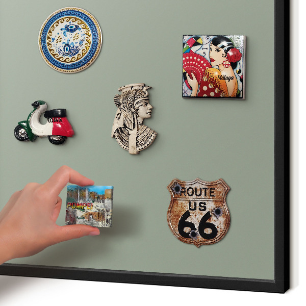Vacation magnet board with a black frame Sage