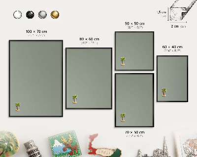 Vacation magnet board with a black frame Sage