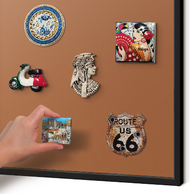 Metal wall board for magnets in a black frame Dark orange