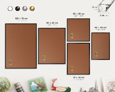 Metal wall board for magnets in a black frame Dark orange