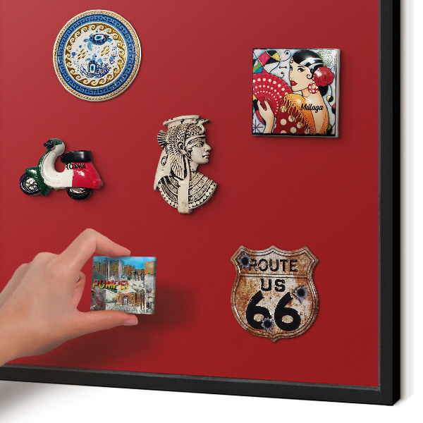 Vacation magnet board with a black frame Light burgundy