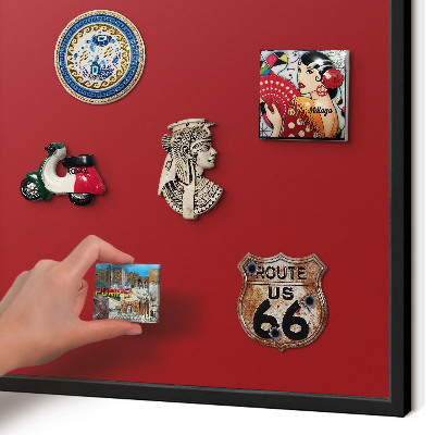 Vacation magnet board with a black frame Light burgundy