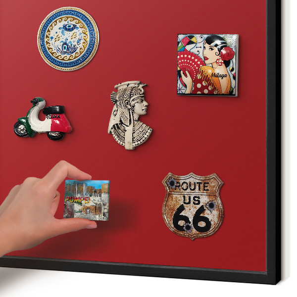 Vacation magnet board with a black frame Light burgundy