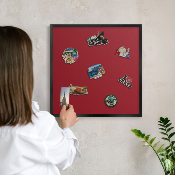 Vacation magnet board with a black frame Light burgundy