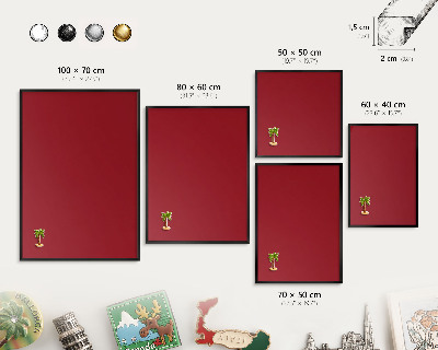 Vacation magnet board with a black frame Light burgundy