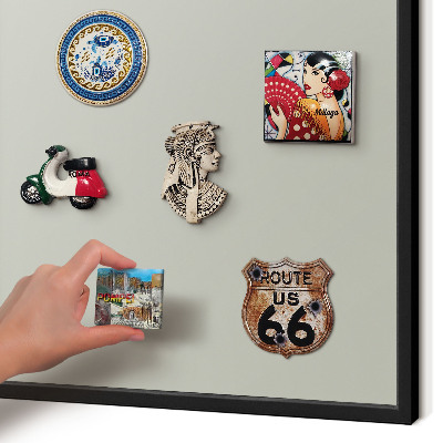 Metal wall board for magnets in a black frame Warm gray