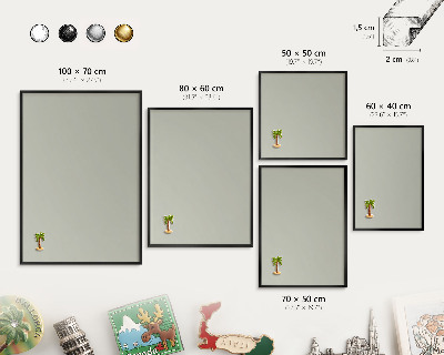 Metal wall board for magnets in a black frame Warm gray