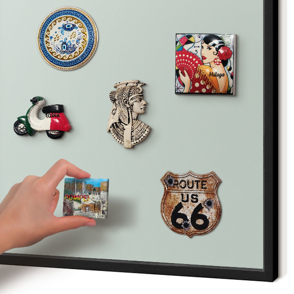 Vacation magnet board with a black frame Light mint