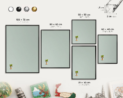 Vacation magnet board with a black frame Light mint