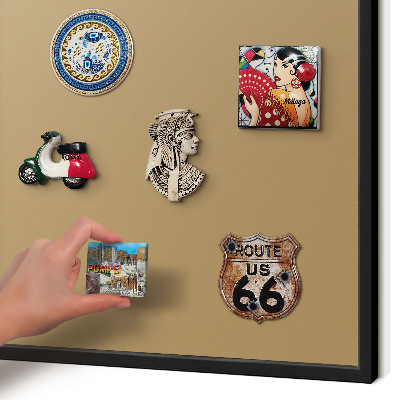 Metal wall board for magnets in a black frame Brown color
