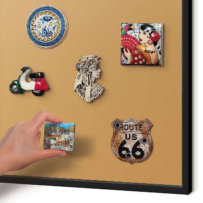 Vacation magnet board with a black frame Dull orange