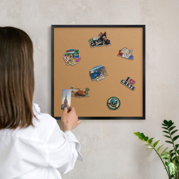Vacation magnet board with a black frame Dull orange