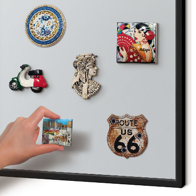 Metal wall board for magnets in a black frame Light gray