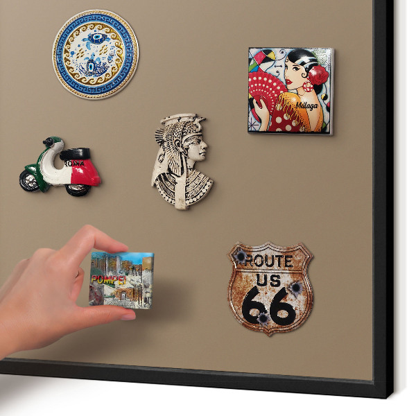 Vacation magnet board with a black frame Neutral brown