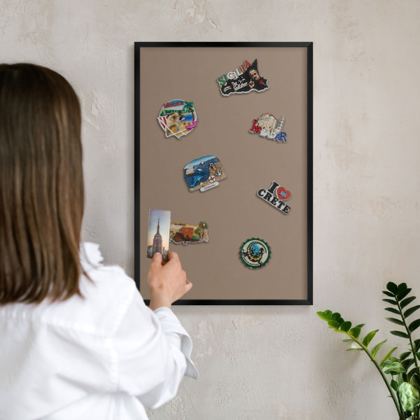 Vacation magnet board with a black frame Neutral brown