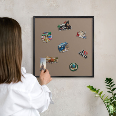 Vacation magnet board with a black frame Neutral brown