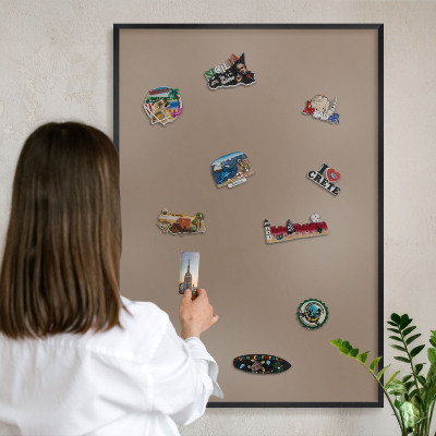 Vacation magnet board with a black frame Neutral brown