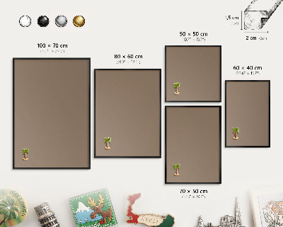 Vacation magnet board with a black frame Neutral brown
