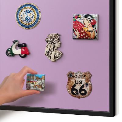 Vacation magnet board with a black frame Light purple