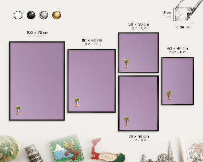 Vacation magnet board with a black frame Light purple