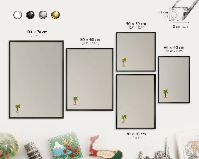 Metal wall board for magnets in a black frame Warm stone