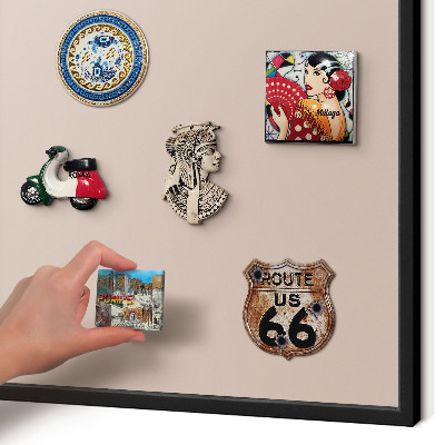 Vacation magnet board with a black frame Beige pink