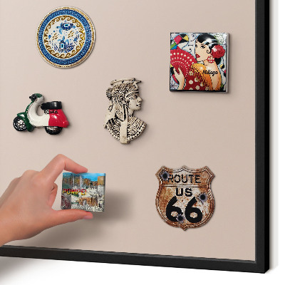 Vacation magnet board with a black frame Beige pink