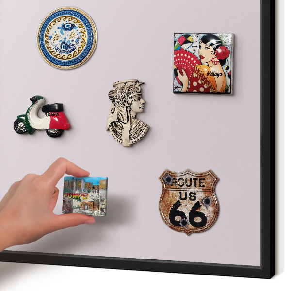 Metal wall board for magnets in a black frame Light lilac