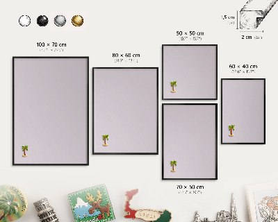 Metal wall board for magnets in a black frame Light lilac