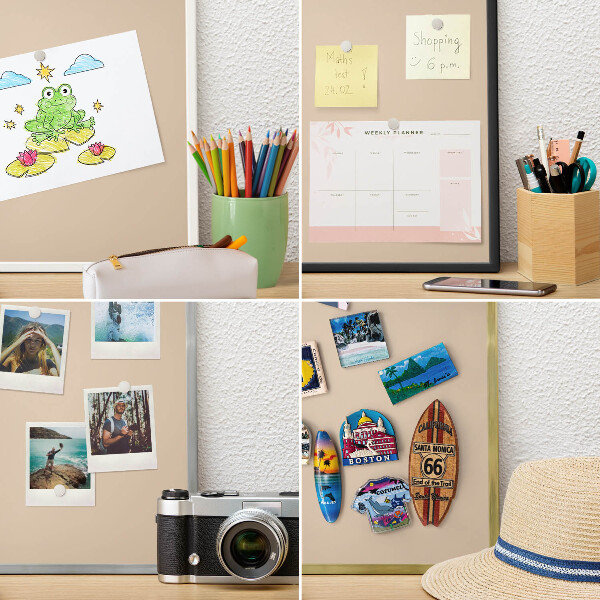 Vacation magnet board with a black frame Beige orange