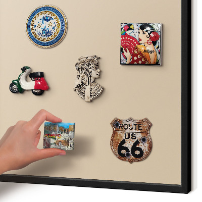 Vacation magnet board with a black frame Beige orange