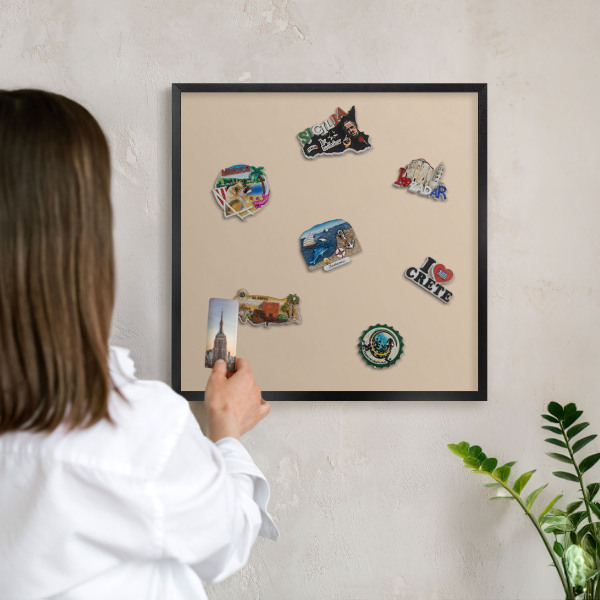 Vacation magnet board with a black frame Beige orange