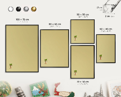 Metal wall board for magnets in a black frame Vintage yellow