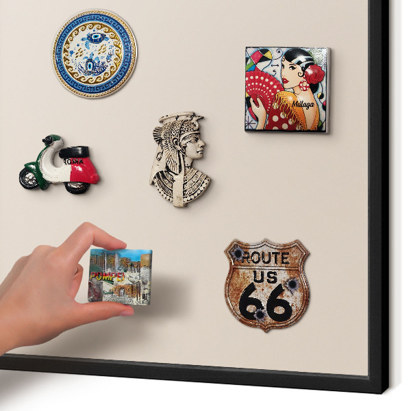 Vacation magnet board with a black frame Warm beige