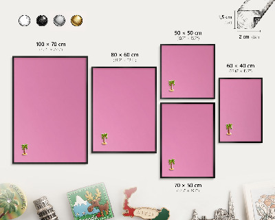 Metal wall board for magnets in a black frame Cool pink