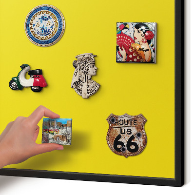 Vacation magnet board with a black frame Intense yellow
