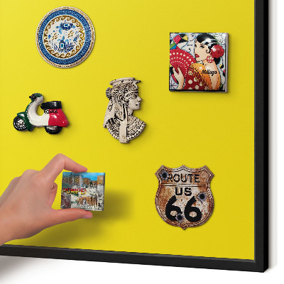 Vacation magnet board with a black frame Intense yellow