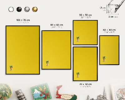 Vacation magnet board with a black frame Intense yellow