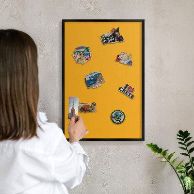 Vacation magnet board with a black frame Vivid orange