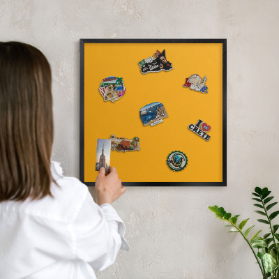 Vacation magnet board with a black frame Vivid orange
