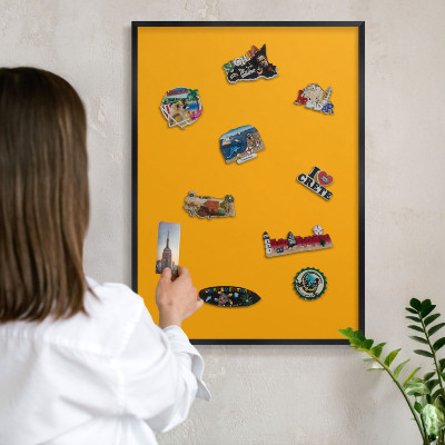 Vacation magnet board with a black frame Vivid orange