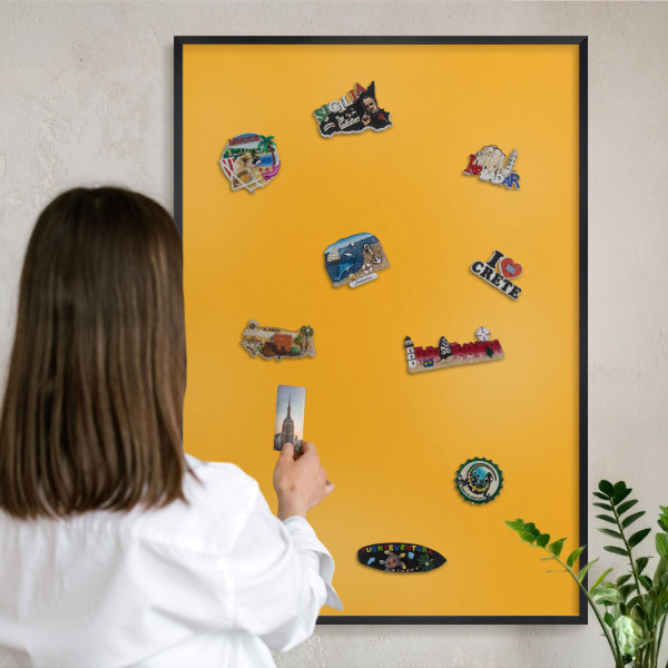 Vacation magnet board with a black frame Vivid orange