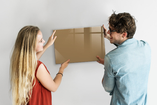 Magnetic wall board in dark beige