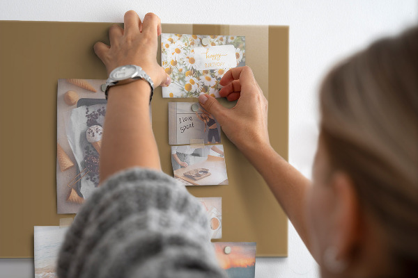 Magnetic wall board in dark beige