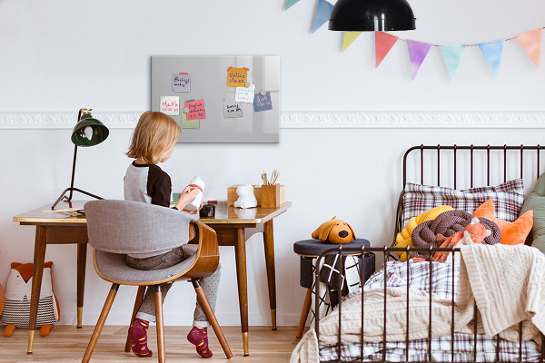 Magnetic board for wall in light gray