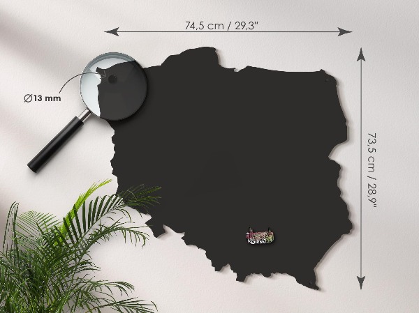 Metal magnetic board in the shape of Poland