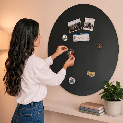 Metal wall board for magnets round black