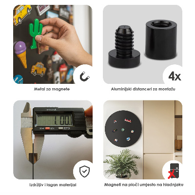 Metal wall board for magnets round black