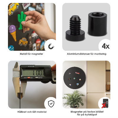 Metal wall board for magnets round black